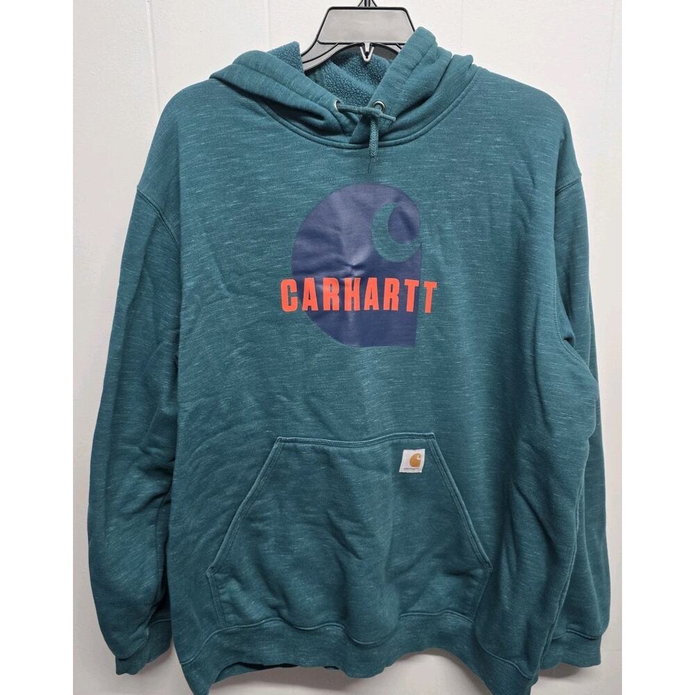 Carhartt Mens Loose Fit Spell Out Logo Graphic Sweatshirt Hoodie‎ Size 2XL